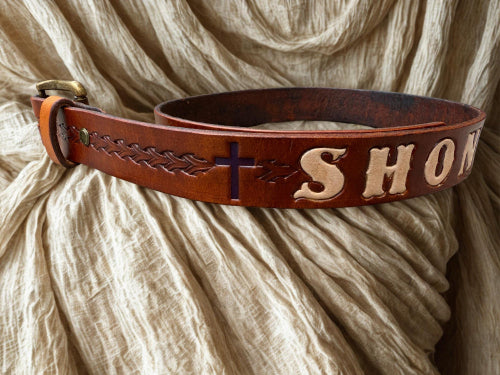 Custom Tooled Leather Belt – Personalized Rodeo & Show Belt | Western Name Belt | Youth & Adult Sizes